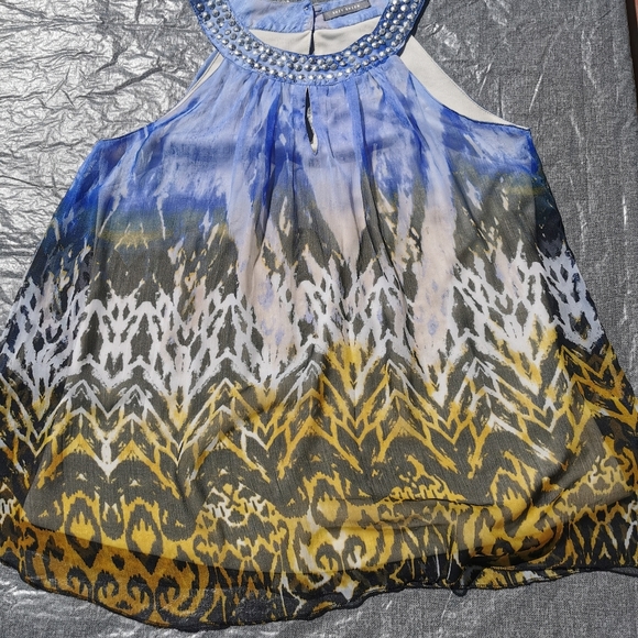 SUZY SHIER Medium Med M high necked tank top rhinestone embellished print lined - Picture 8 of 8